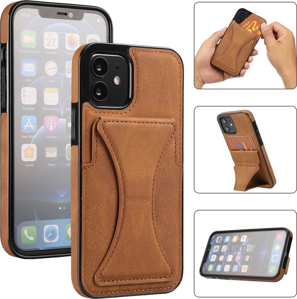 ShieldCase® ShieldCase iPhone 7 Leder Kartenhülle mit Ständer (Braun)