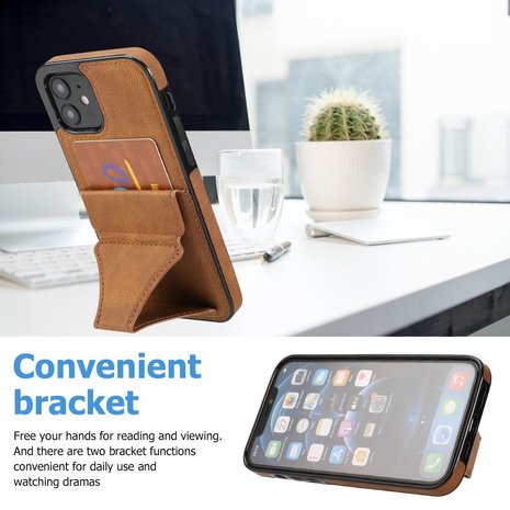 ShieldCase® ShieldCase iPhone 7 Leder Kartenhülle mit Ständer (Braun)