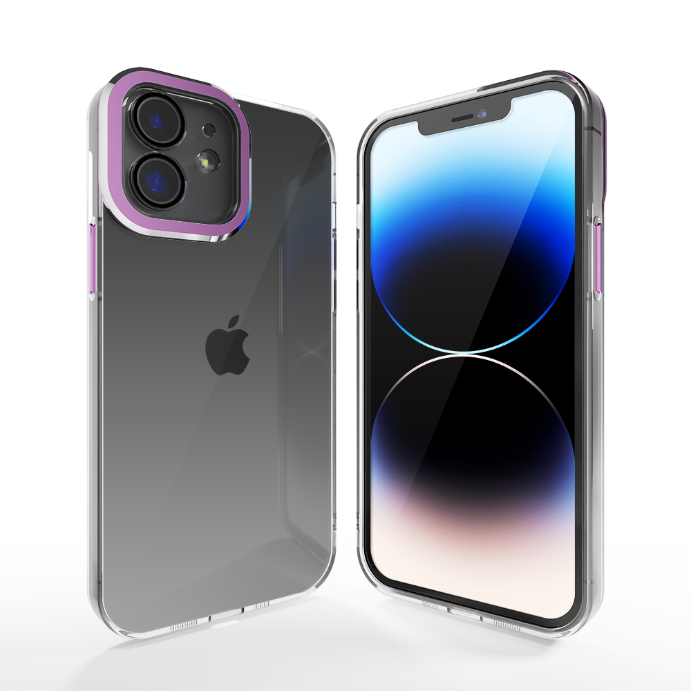 Coverzs Coverzs iPhone 12 Transparente Hülle mit Kameraschutz (Lila) Coverzs Coverzs iPhone 12 Transparente Hülle mit Kameraschutz (Lila)