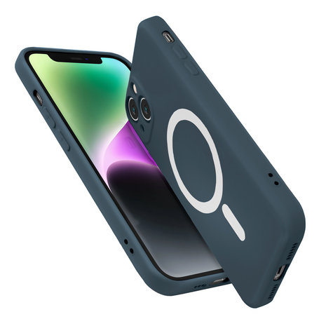 ShieldCase® ShieldCase iPhone 14 Plus Magsafe Seidene Silikonhülle (Blau)