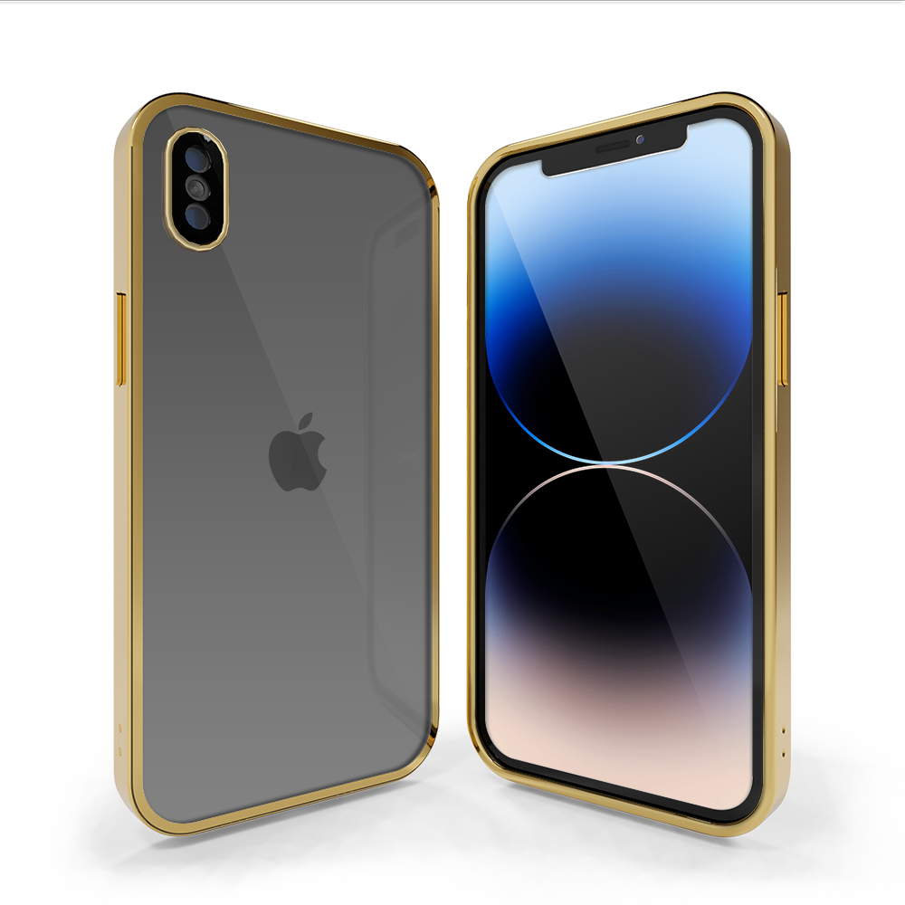 Coverzs Coverzs iPhone X Transparente Softcase mit Kameraschutz (Gold)