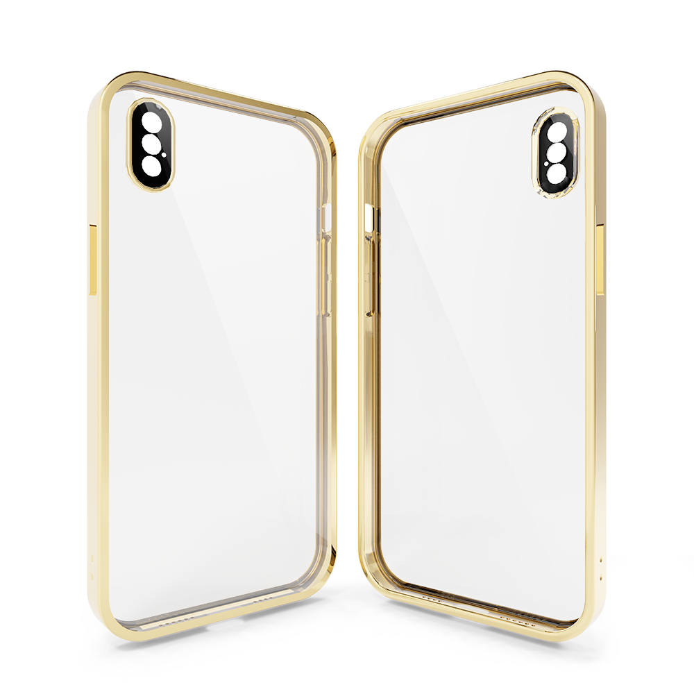 Coverzs Coverzs iPhone X Transparente Softcase mit Kameraschutz (Gold)