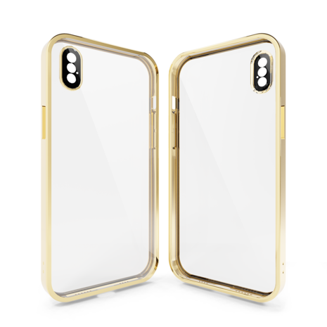 Coverzs Coverzs iPhone X Transparente Softcase mit Kameraschutz (Gold)