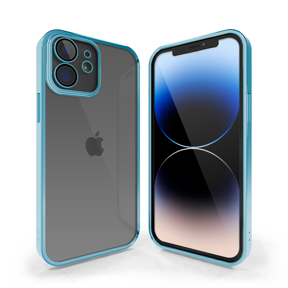 Coverzs Coverzs iPhone 12 Transparente Softcase mit Kameraschutz (Blau) Coverzs Coverzs iPhone 12 Transparente Softcase mit Kameraschutz (Blau)