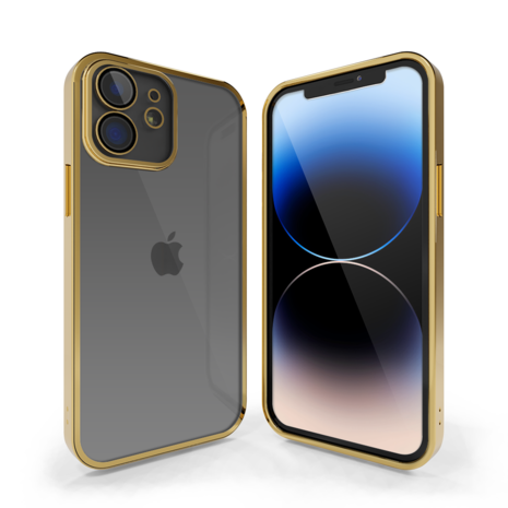 Coverzs Coverzs iPhone 12 Transparente Softcase mit Kameraschutz (Gold) Coverzs Coverzs iPhone 12 Transparente Softcase mit Kameraschutz (Gold)