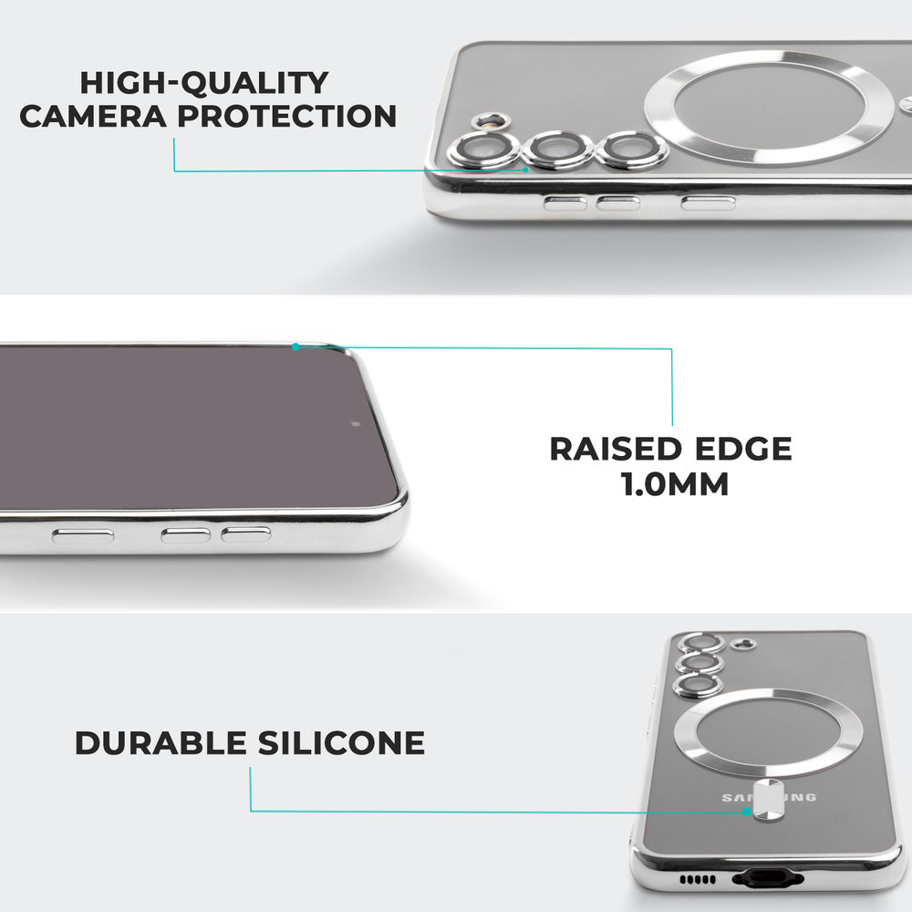 ShieldCase® ShieldCase Samsung Galaxy S23 MagSafe Hülle mit Kameraschutz (Silber)