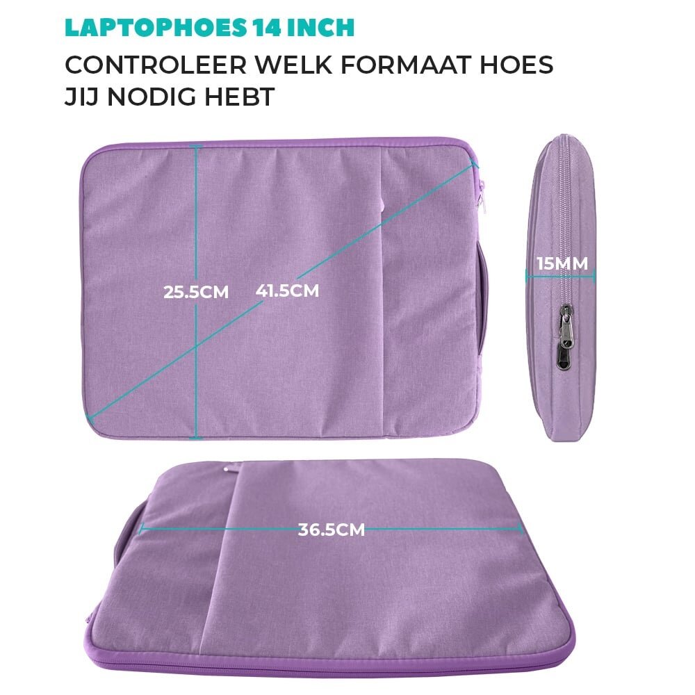 Coverzs Coverzs Luxus Laptoptasche 14 Zoll (Lila) Coverzs Coverzs Luxus Laptoptasche 14 Zoll (Lila)