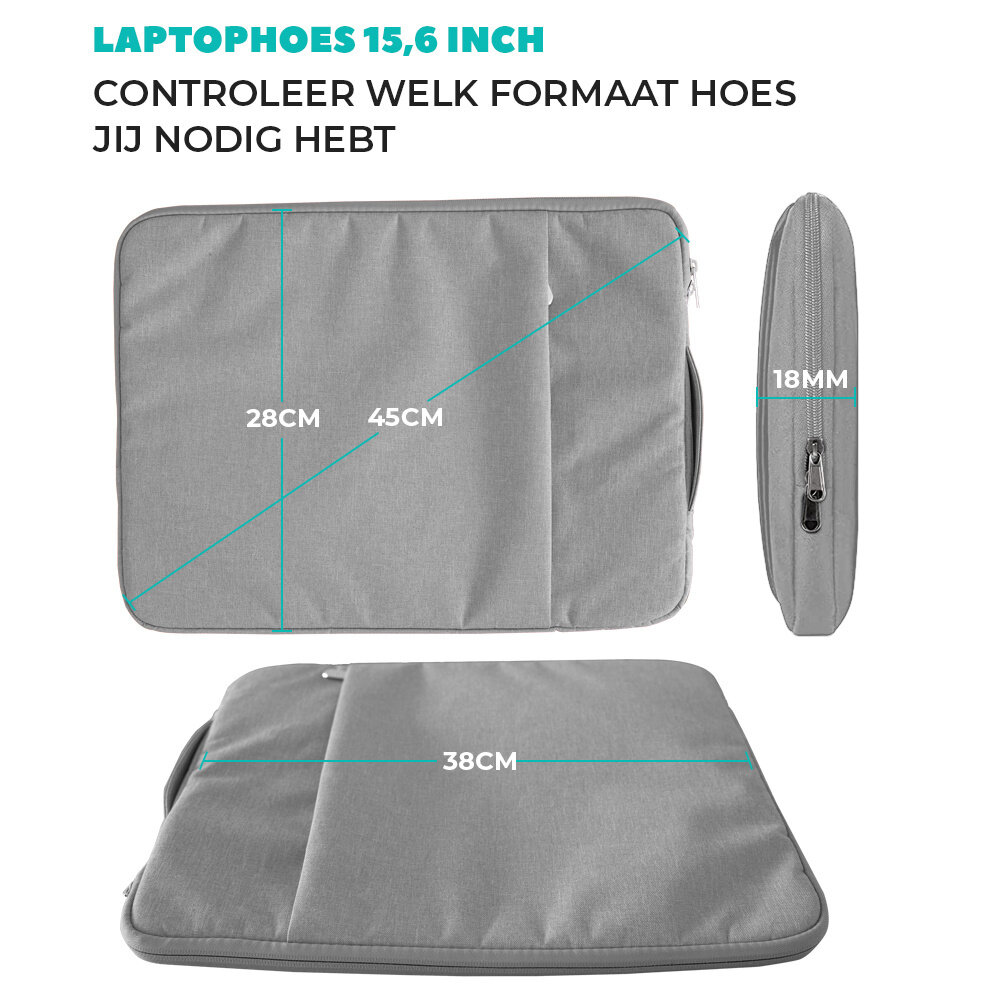 Coverzs Coverzs Luxus Laptoptasche 15.6 Zoll (Grau) Coverzs Coverzs Luxus Laptoptasche 15.6 Zoll (Grau)