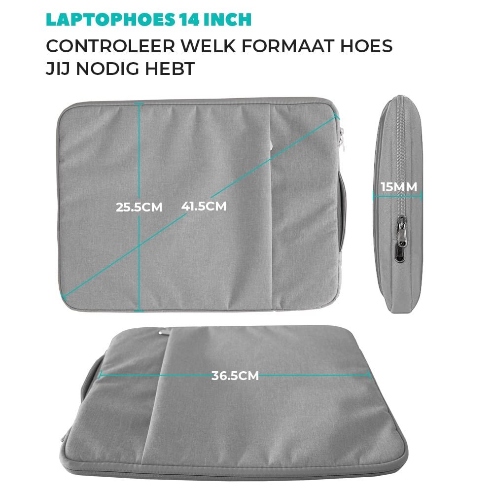 Coverzs Coverzs Luxus Laptoptasche 14 Zoll (Grau) Coverzs Coverzs Luxus Laptoptasche 14 Zoll (Grau)