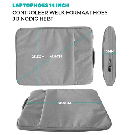 Coverzs Coverzs Luxus Laptoptasche 14 Zoll (Grau) Coverzs Coverzs Luxus Laptoptasche 14 Zoll (Grau)