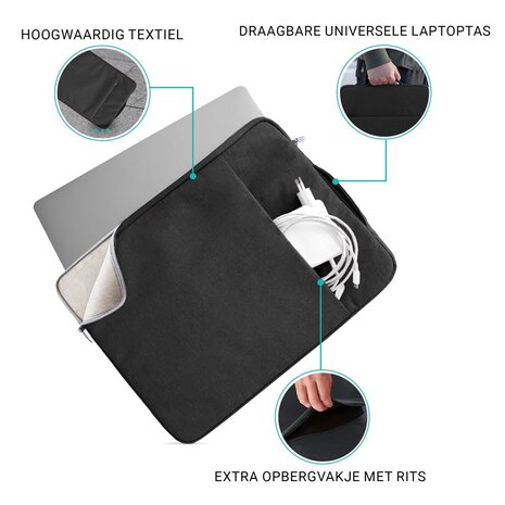 Coverzs Coverzs Luxus Laptoptasche 14 Zoll (Schwarz) Coverzs Coverzs Luxus Laptoptasche 14 Zoll (Schwarz)