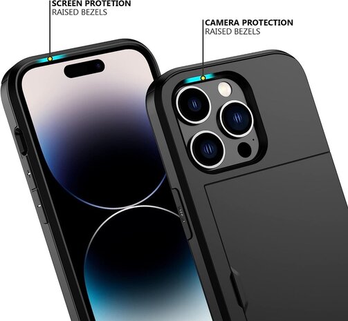 ShieldCase® ShieldCase iPhone 15 Pro Kartenfach Hülle mit Slider (Schwarz) ShieldCase® ShieldCase iPhone 15 Pro Kartenfach Hülle mit Slider (Schwarz)