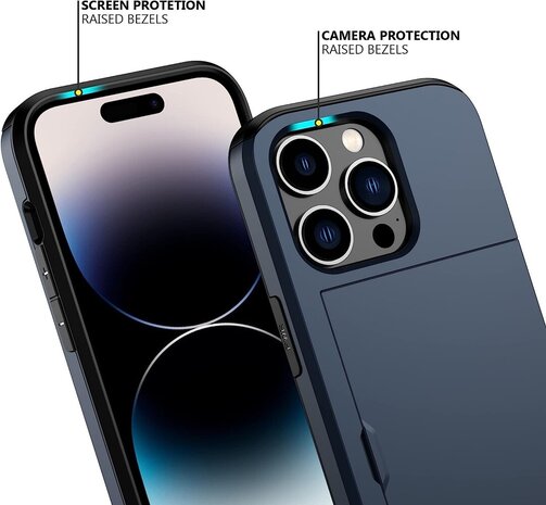 ShieldCase® ShieldCase iPhone 15 Pro Kartenfach Hülle mit Slider (Dunkelblau) ShieldCase® ShieldCase iPhone 15 Pro Kartenfach Hülle mit Slider (Dunkelblau)