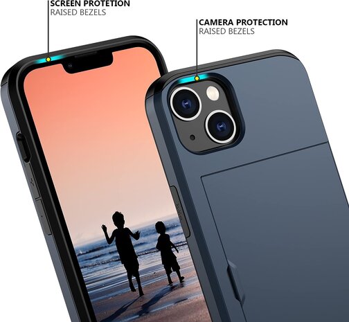 ShieldCase® ShieldCase iPhone 15 Kartenfach Hülle mit Schieb (Dunkelblau) ShieldCase® ShieldCase iPhone 15 Kartenfach Hülle mit Schieb (Dunkelblau)