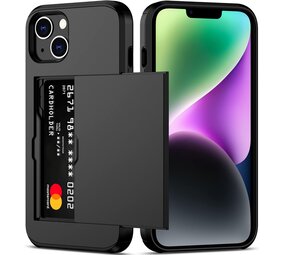 ShieldCase® iPhone 15 Kartenfach Hülle mit Schieb (Schwarz)