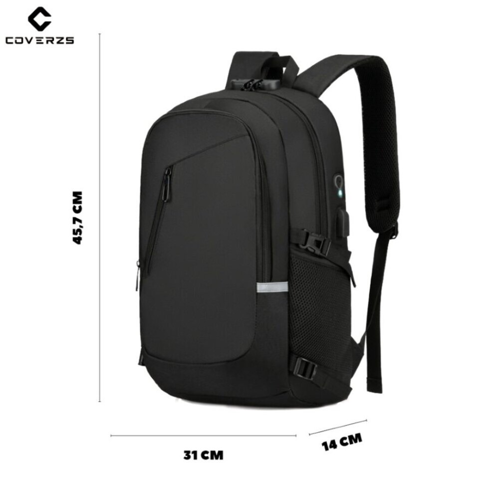Coverzs Coverzs Anti-Diebstahl-Rucksack mit Laptop-Fach (schwarz)