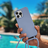 Coverzs Coverzs iPhone 15 Silikonhülle mit Band (Graublau) Coverzs Coverzs iPhone 15 Silikonhülle mit Band (Graublau)