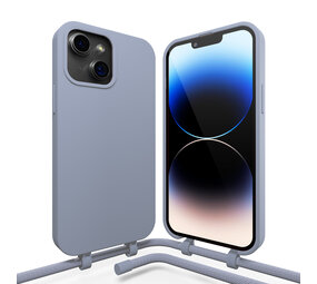 Coverzs iPhone 15 Plus Silikonhülle mit Band (Graublau)