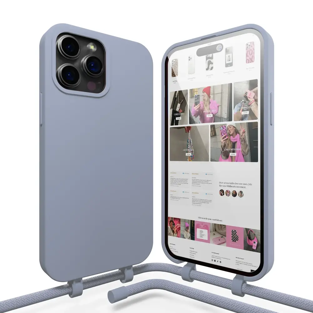 xoxo Wildhearts xoxo WildHearts iPhone 15 Pro Silikonhülle mit Band (Graublau) xoxo Wildhearts xoxo WildHearts iPhone 15 Pro Silikonhülle mit Band (Graublau)