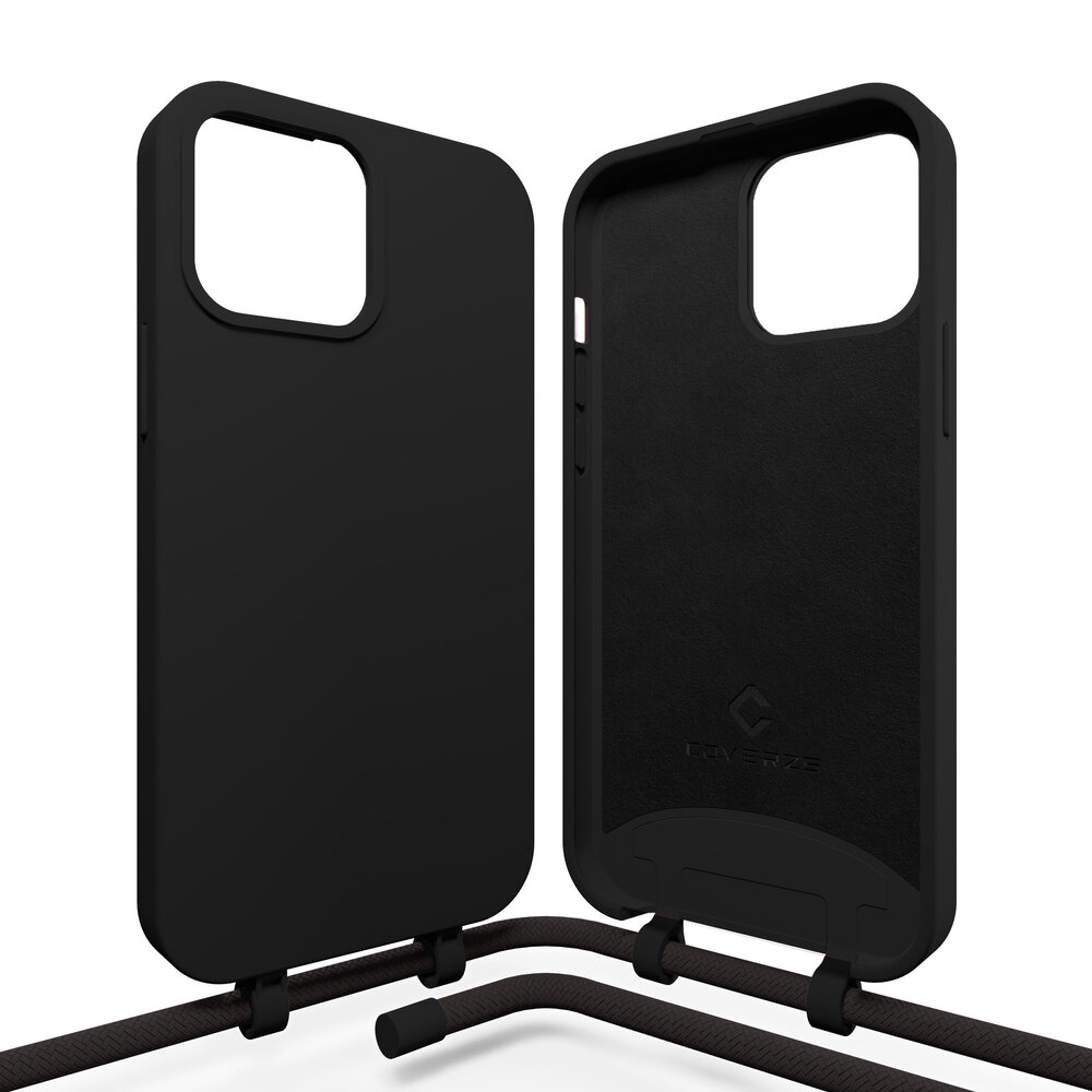 Coverzs Coverzs iPhone 15 Pro Max Silikonhülle mit Band (Schwarz) Coverzs Coverzs iPhone 15 Pro Max Silikonhülle mit Band (Schwarz)