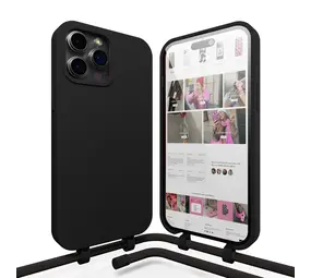 xoxo Wildhearts xoxo WildHearts iPhone 15 Pro Max Silikonhülle mit Band (Schwarz) xoxo Wildhearts xoxo WildHearts iPhone 15 Pro Max Silikonhülle mit Band (Schwarz)