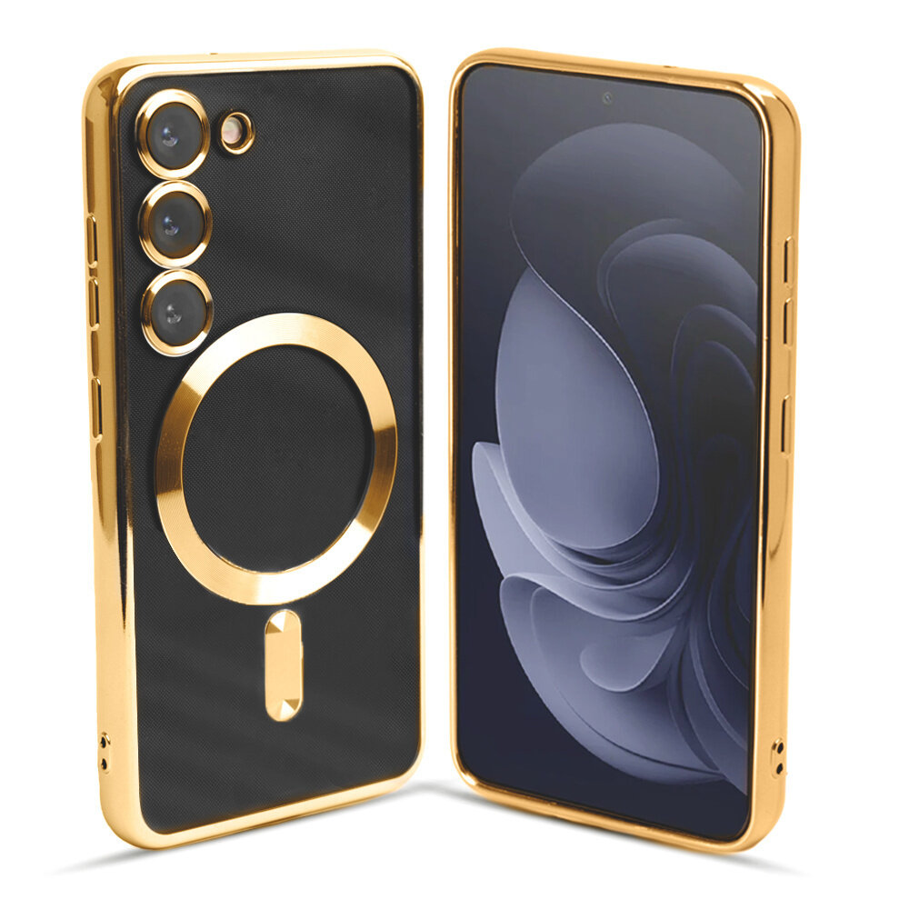 Dinick IPhone 14 Plus Hülle Mit Magnetischer Kameraabdeckung – MagSafe-kompatibel, TPU-Glitzer, Weiß/gold