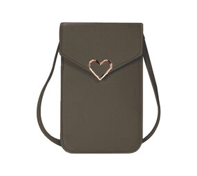 Coverzs Handytasche Leder mit Herz (Dunkelgrün)