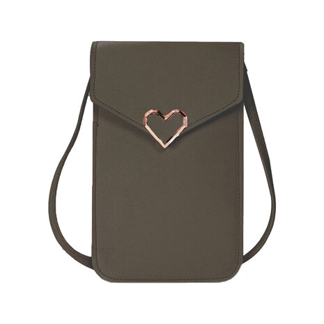 Coverzs Coverzs Handytasche Leder mit Herz (Dunkelgrün) Coverzs Coverzs Handytasche Leder mit Herz (Dunkelgrün)