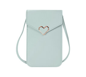 Coverzs Handytasche Leder mit Herz (Hellblau)