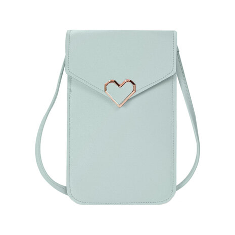 Coverzs Coverzs Handytasche Leder mit Herz (Hellblau) Coverzs Coverzs Handytasche Leder mit Herz (Hellblau)