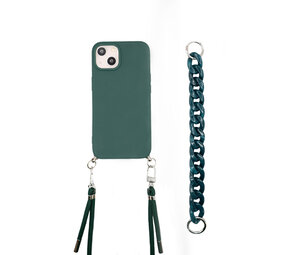 ShieldCase® iPhone 14 Hülle mit Band und Kette (Dunkelgrün)