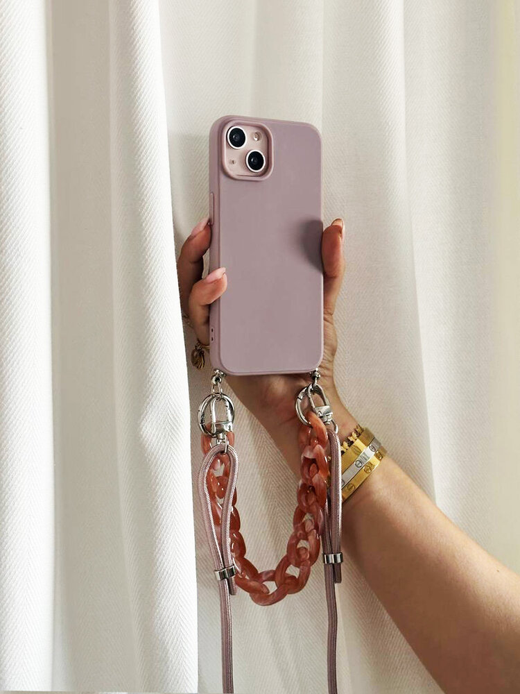 ShieldCase® ShieldCase iPhone 14 Hülle mit Band und Kette (Rosa sand)