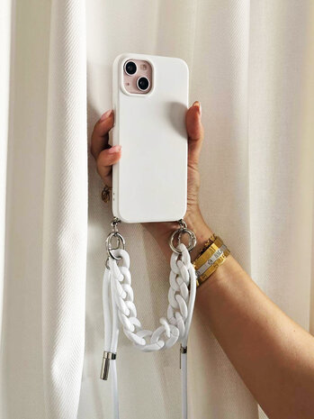 ShieldCase® ShieldCase iPhone 13 Hülle mit Band und Kette (Weiß) ShieldCase® ShieldCase iPhone 13 Hülle mit Band und Kette (Weiß)