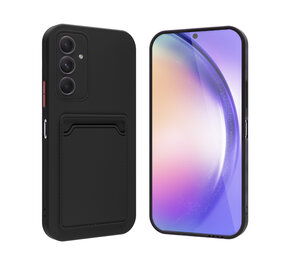 ShieldCase® Samsung Galaxy A55 Silikonhülle mit Kartenhalter (Schwarz)