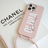 Coverzs Coverzs Silikon Case mit Band iPhone (Rosa) - Name + Name - Vertikal Coverzs Coverzs Silikon Case mit Band iPhone (Rosa) - Name + Name - Vertikal