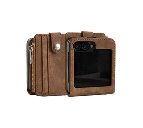 ShieldCase® Samsung Galaxy Z Flip 6 Leder Case Abnehmbare Wallet (Braun)