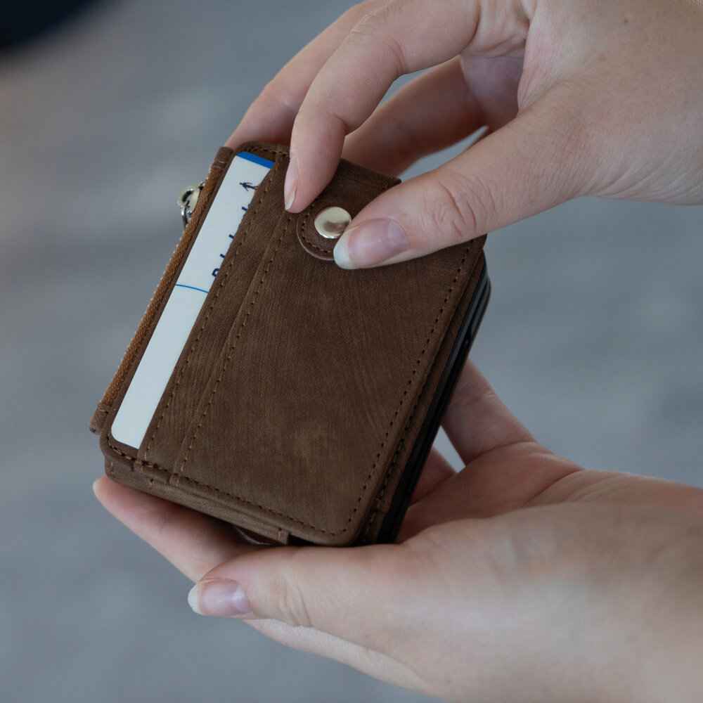 ShieldCase® ShieldCase Samsung Galaxy Z Flip 6 / Z Flip 7 FE Leder Case Abnehmbare Wallet (Braun)