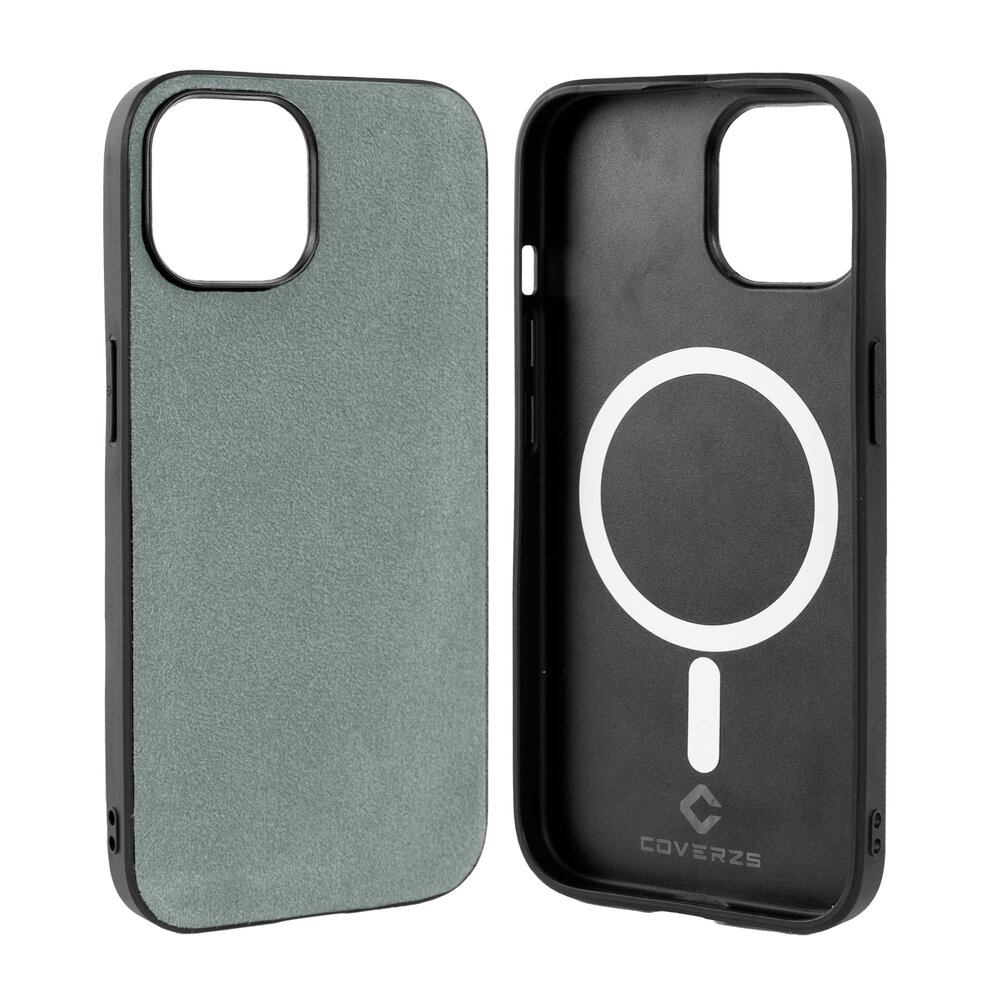 Coverzs Coverzs iPhone 15 Alcantara & TPU MagSafe Hülle (Grau) Coverzs Coverzs iPhone 15 Alcantara & TPU MagSafe Hülle (Grau)