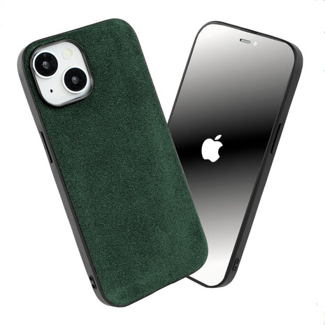 Coverzs Coverzs iPhone 15 Alcantara & TPU MagSafe Hülle (Dunkelgrün)