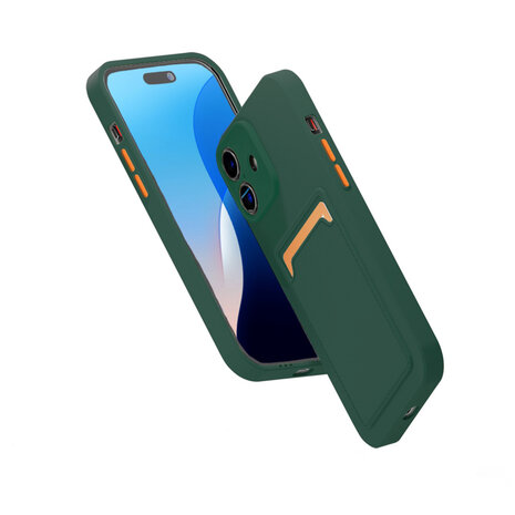 ShieldCase® ShieldCase Back Cover mit Kartenfach iPhone 16 (Dunkelgrün)