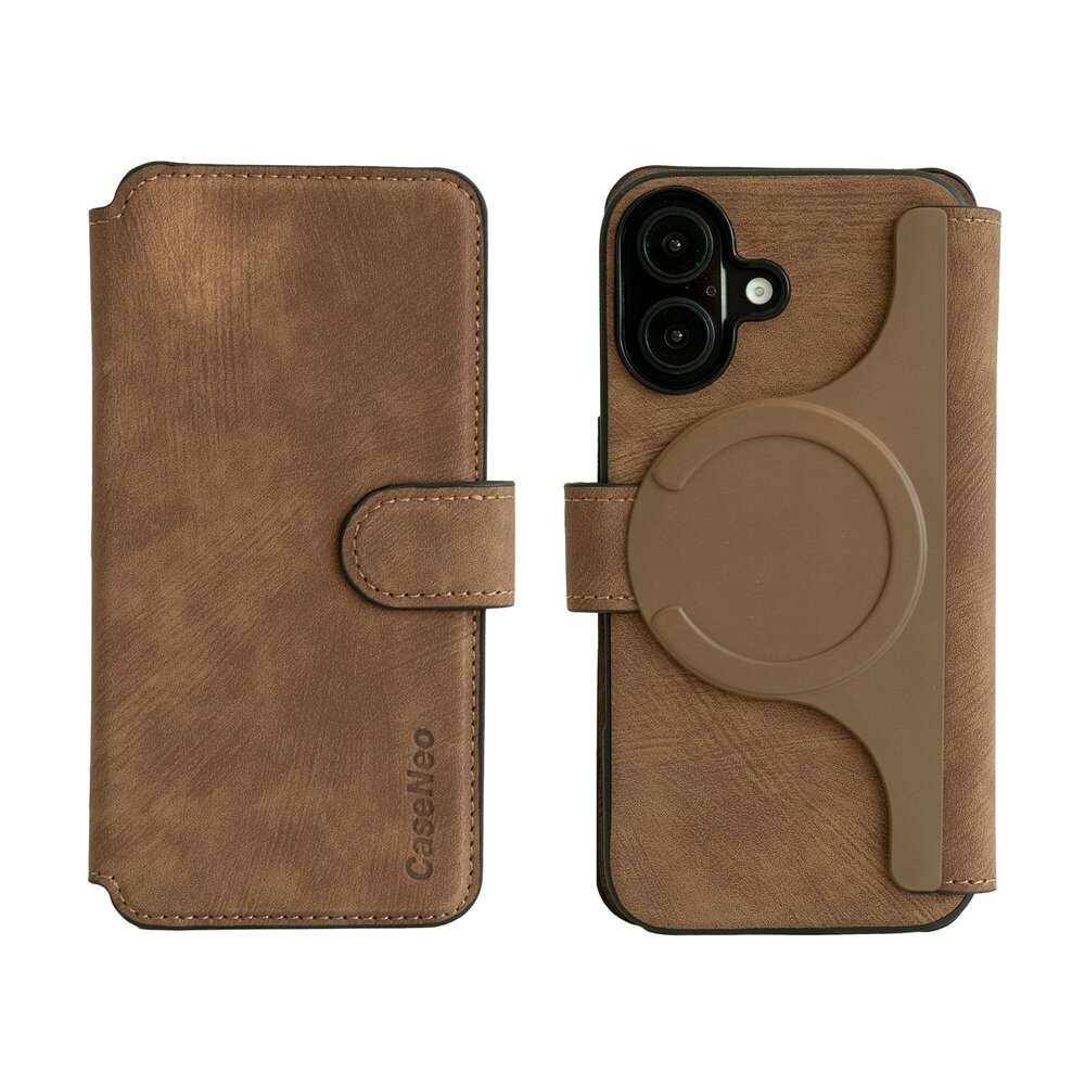 Coverzs Coverzs 2-in-1 MagSafe Book Case iPhone 16 (Braun) Coverzs Coverzs 2-in-1 MagSafe Book Case iPhone 16 (Braun)