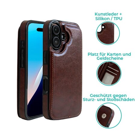 ShieldCase® ShieldCase Wallet Case iPhone 16 (Braun) ShieldCase® ShieldCase Wallet Case iPhone 16 (Braun)