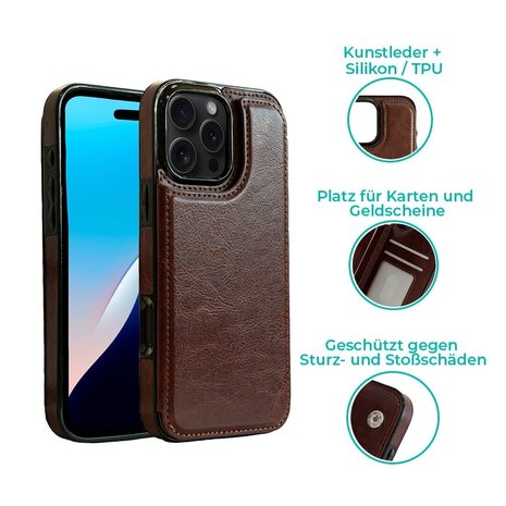 ShieldCase® ShieldCase Wallet Case iPhone 16 Pro Max (Braun)