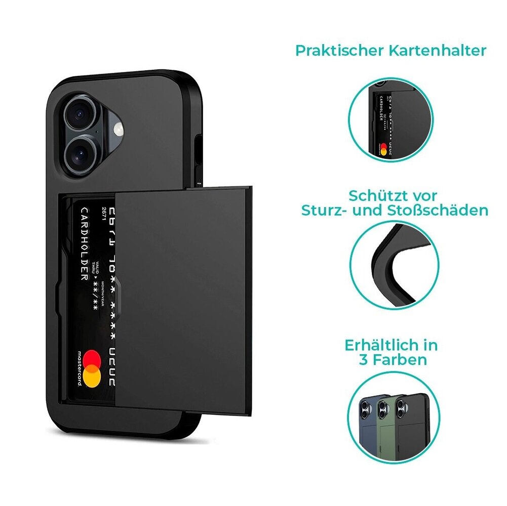 ShieldCase® ShieldCase Kartenfach Hülle mit Schieb iPhone 16 (Schwarz) ShieldCase® ShieldCase Kartenfach Hülle mit Schieb iPhone 16 (Schwarz)