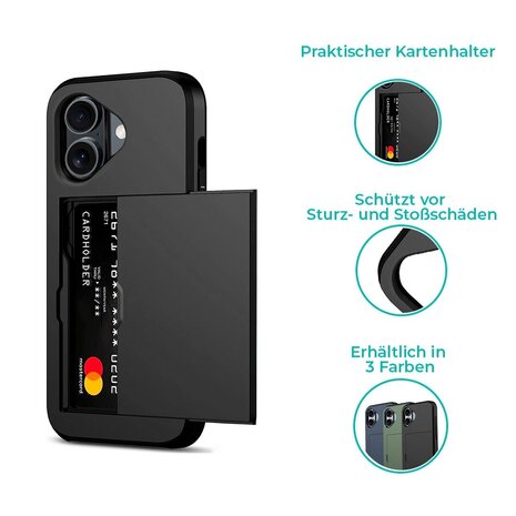 ShieldCase® ShieldCase Kartenfach Hülle mit Schieb iPhone 16 (Schwarz) ShieldCase® ShieldCase Kartenfach Hülle mit Schieb iPhone 16 (Schwarz)
