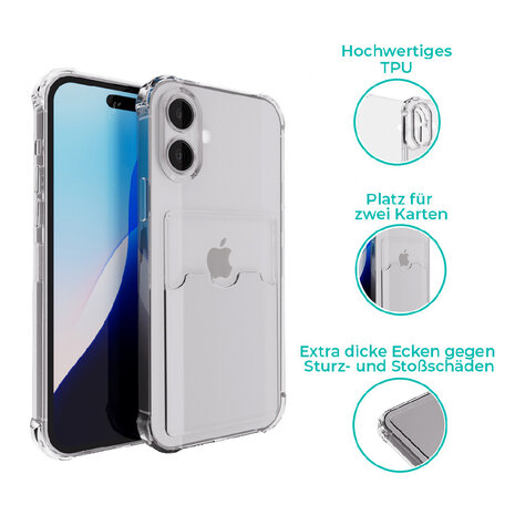 ShieldCase® ShieldCase TPU Hülle mit Kartenfach iPhone 16 (Transparent) ShieldCase® ShieldCase TPU Hülle mit Kartenfach iPhone 16 (Transparent)