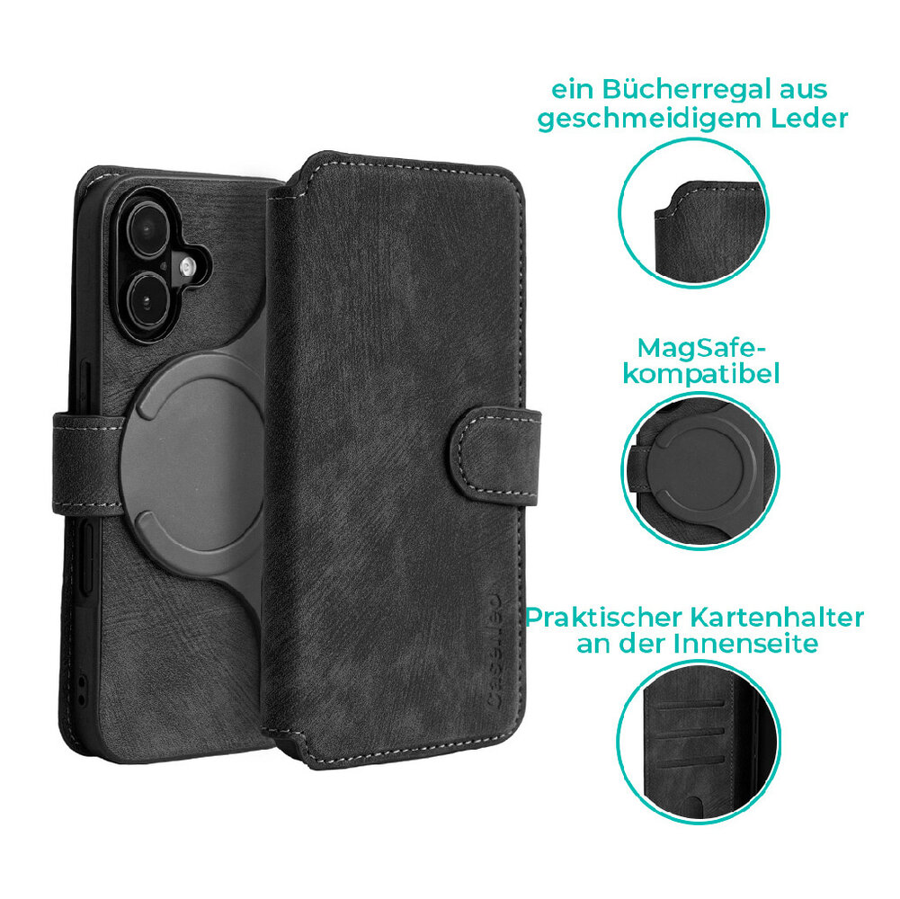 Coverzs Coverzs 2-in-1 MagSafe Book Case iPhone 16 (Schwarz) Coverzs Coverzs 2-in-1 MagSafe Book Case iPhone 16 (Schwarz)