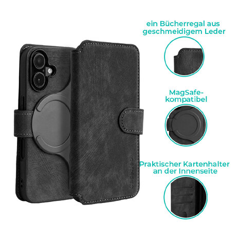 Coverzs Coverzs 2-in-1 MagSafe Book Case iPhone 16 (Schwarz) Coverzs Coverzs 2-in-1 MagSafe Book Case iPhone 16 (Schwarz)