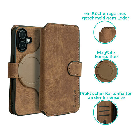 Coverzs Coverzs 2-in-1 MagSafe Book Case iPhone 16 (Braun) Coverzs Coverzs 2-in-1 MagSafe Book Case iPhone 16 (Braun)