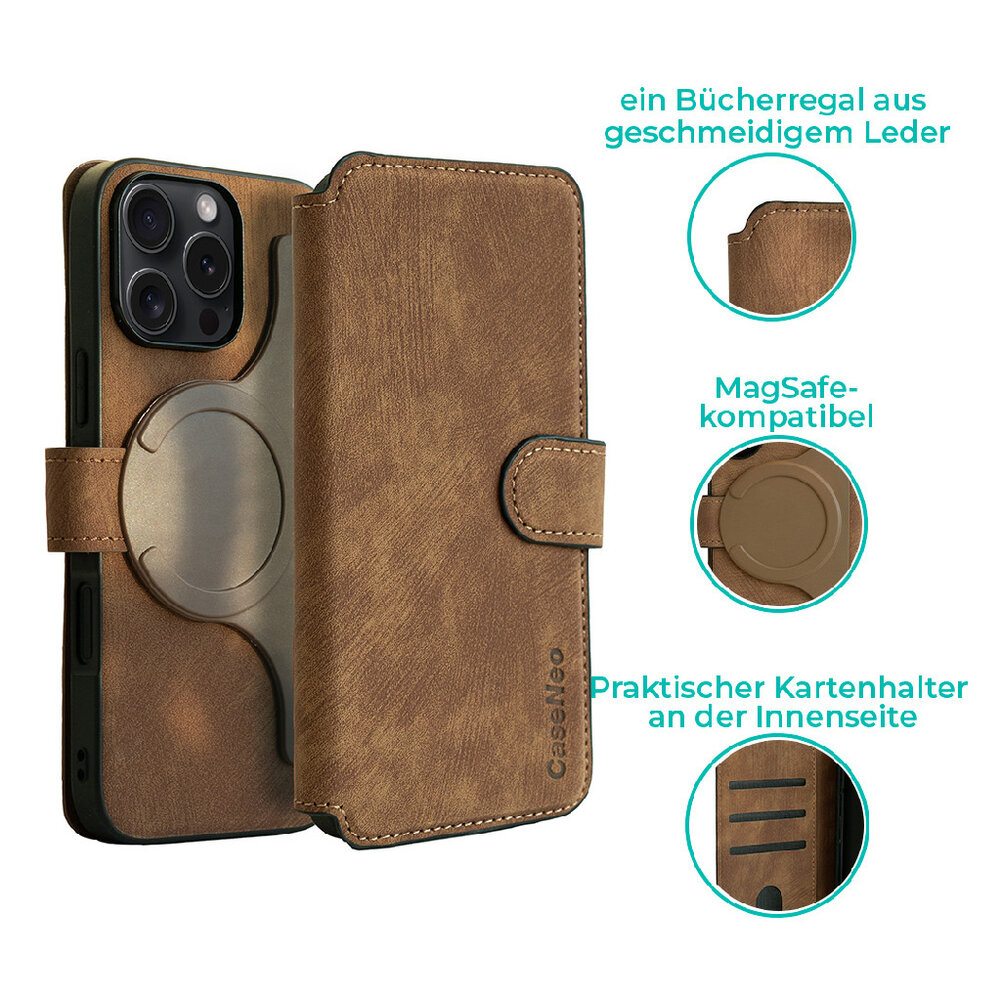 Coverzs Coverzs 2-in-1 MagSafe Book Case iPhone 16 Pro Max (Braun)